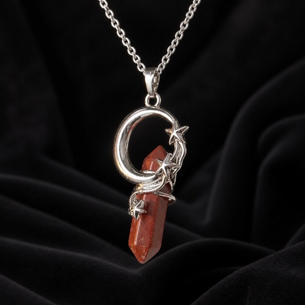 Boho Crystal Moon Star Pendant Necklace